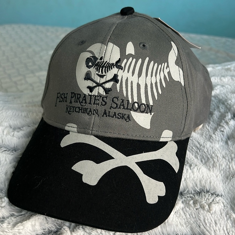 Fish Pirates Saloon Adjustable Hat Ketchikan, Alaska w/Fish Cross Bones